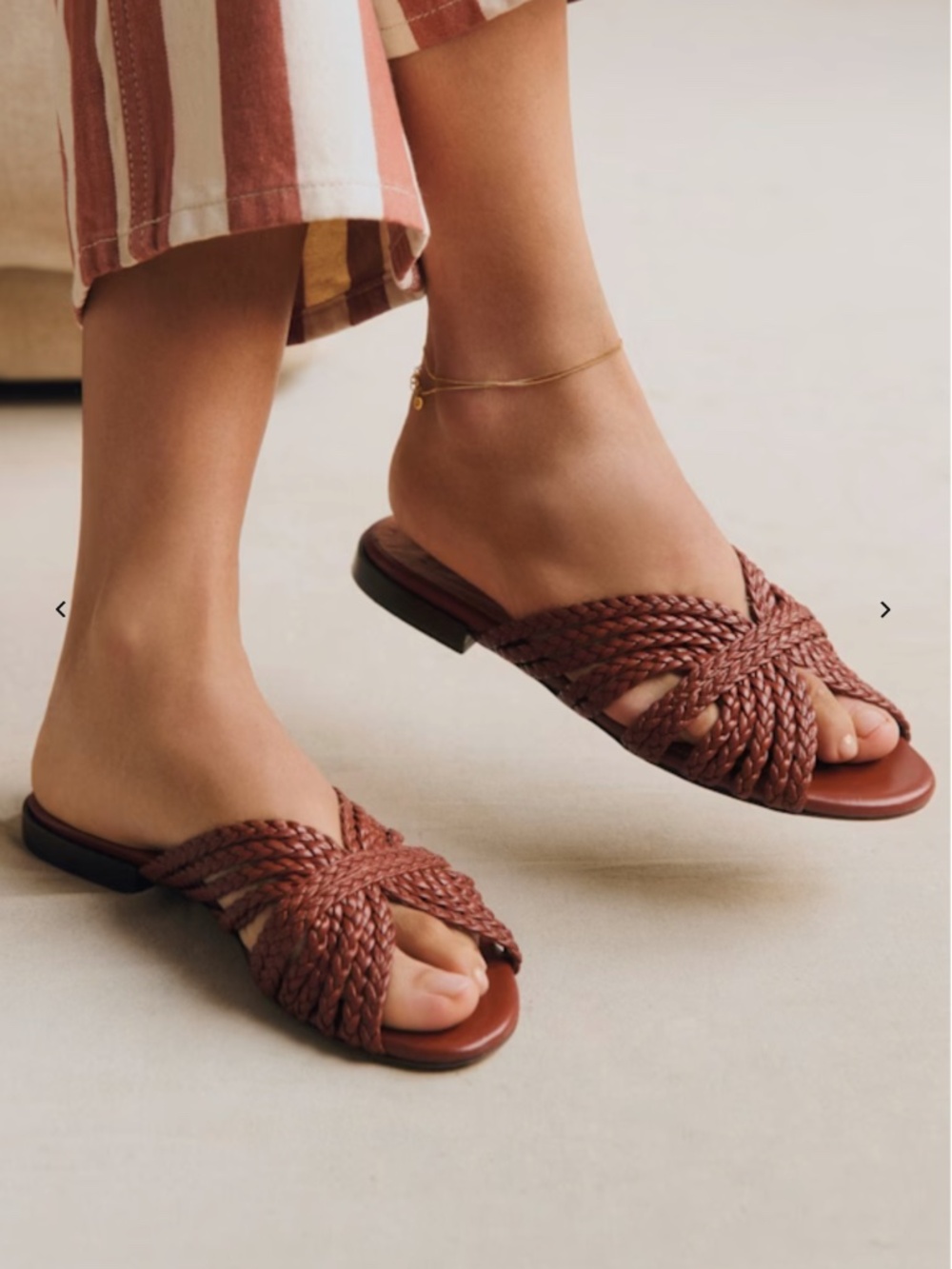 Sezane Low Paola Mules Mahogany Smooth Braided - Size US 8 - Picture 4 of 7